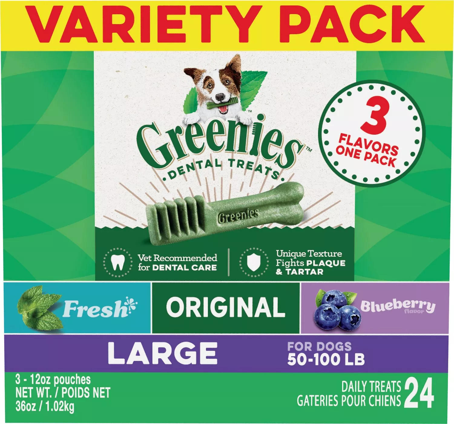 Greenies Variety Pack Large Dental Dog Treats, 24 count